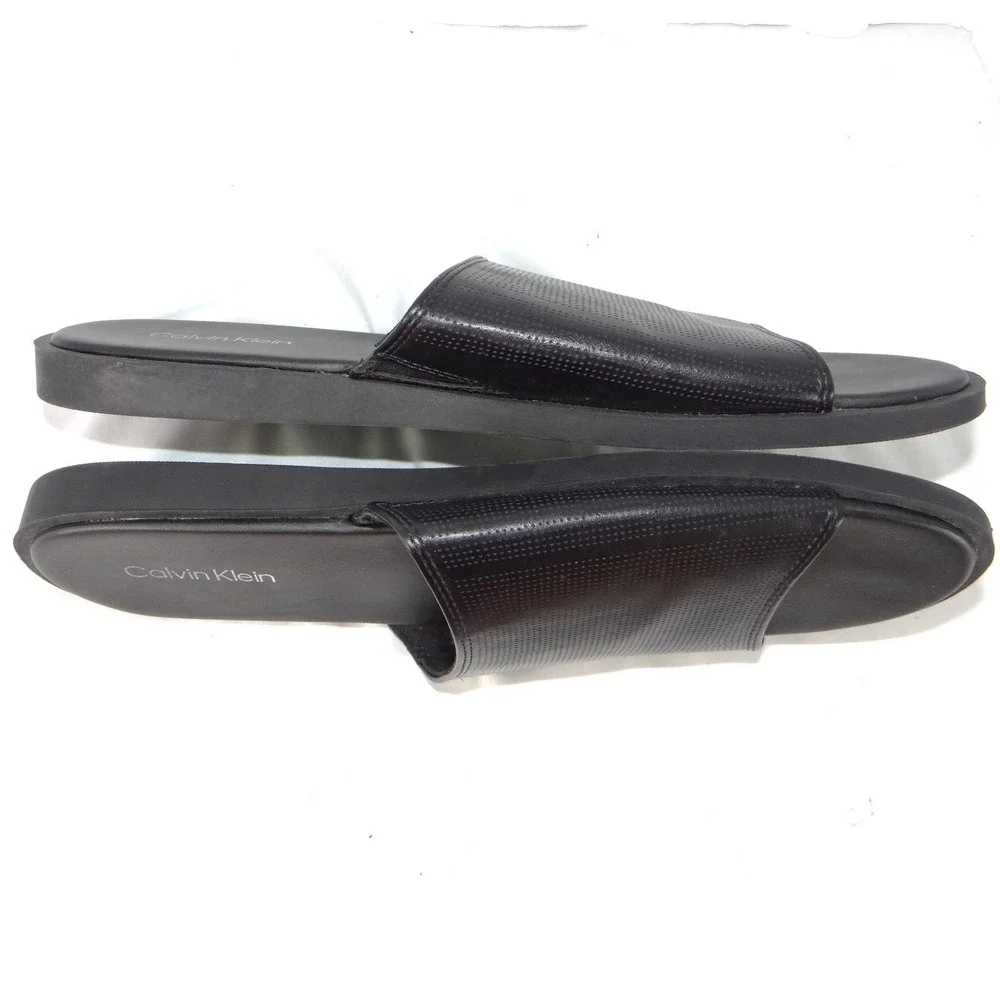 Calvin Klein Mens Black Micro‎ Perforated Slide Sandals Size 12 US 46 EUR